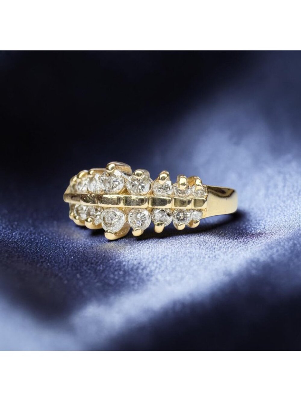 Vintage 10K Gold Diamond Ring Size 6.5 Natural Diamond Cluster Pyramid Ring 3.2g - Picture 15 of 16